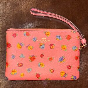 Coach Pink Floral Print Wristlet
